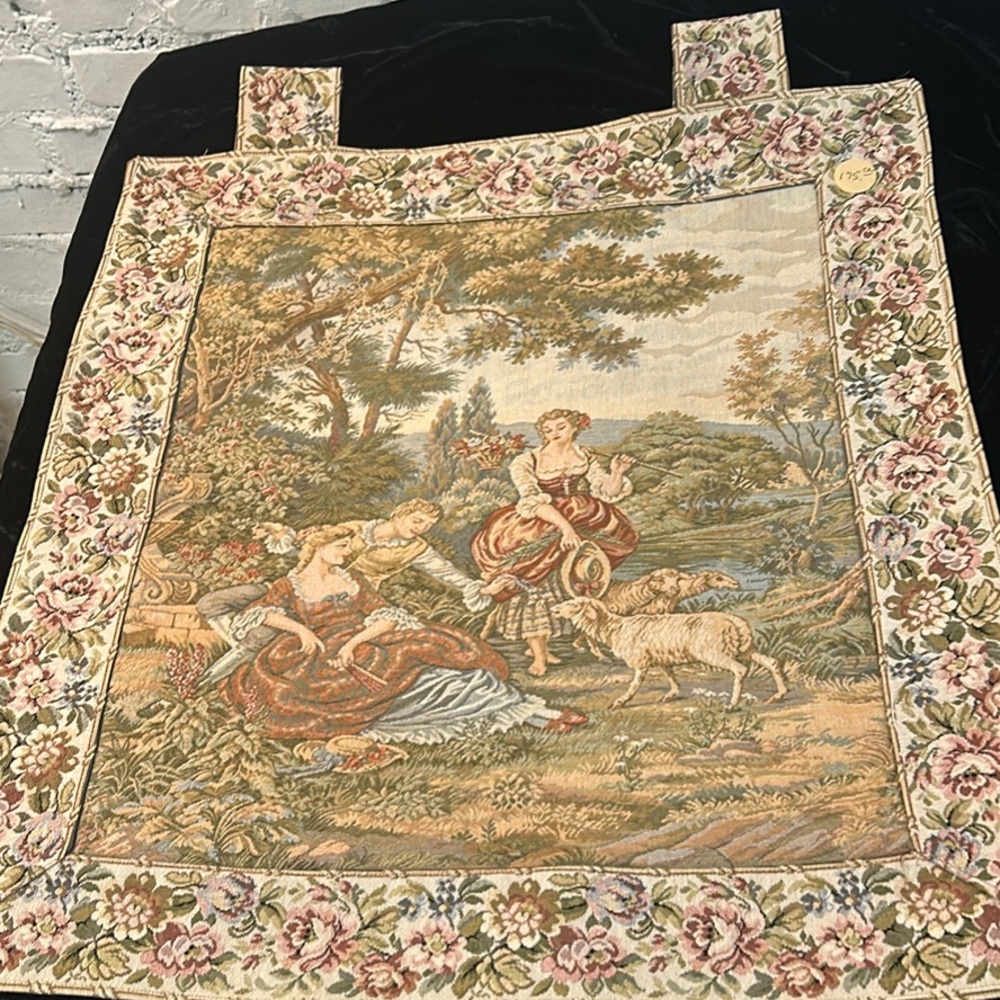 FrenchTapestry Wall Hanging with Pastoral Scene